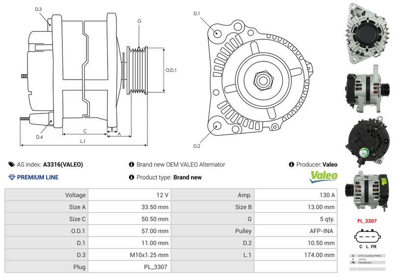 AS-PL A3316(VALEO) Alternator