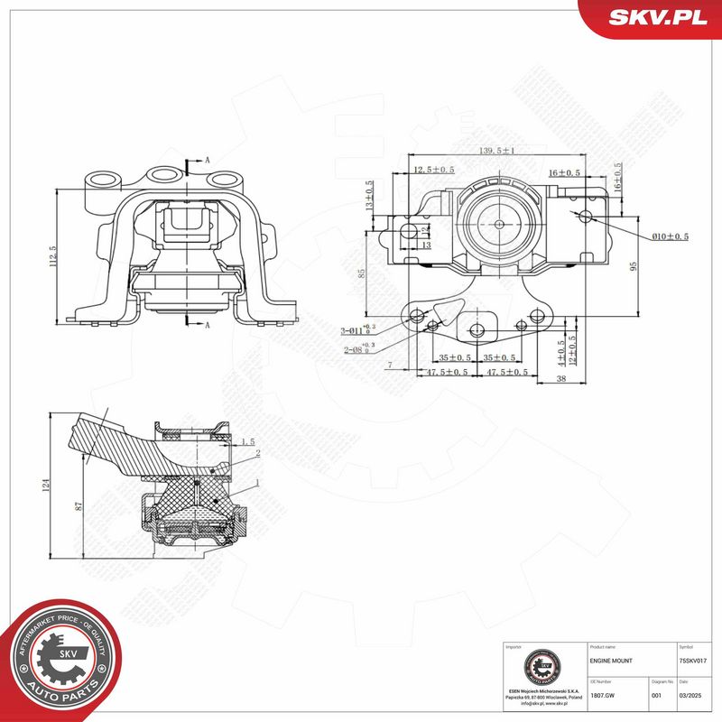 Paigutus, Mootor, ESEN SKV 75SKV017