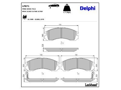 DELPHI LP871 Brake Pad Set, disc brake