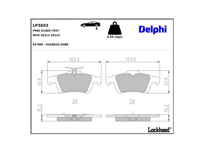 DELPHI LP3653 Brake Pad Set, disc brake