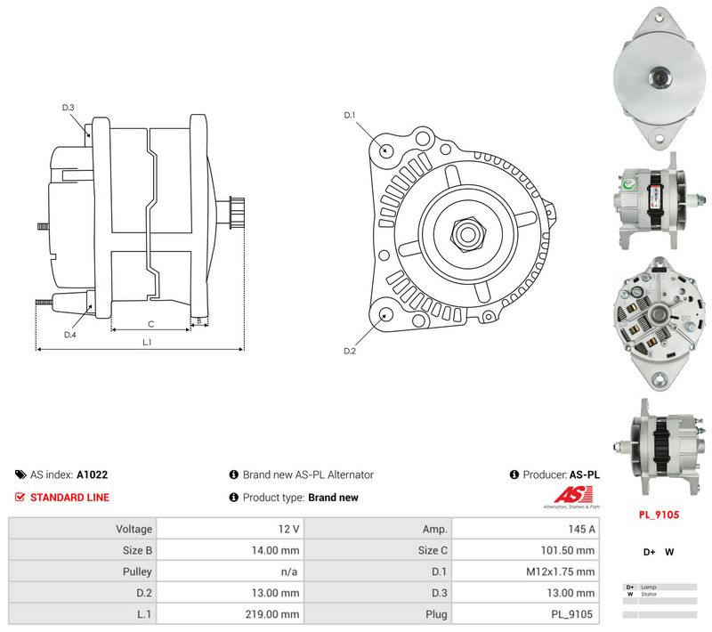 AS-PL A1022 Alternator