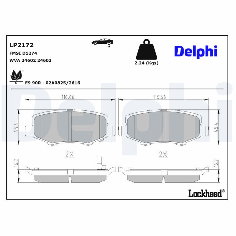 Piduriklotsi komplekt, ketaspidur, DELPHI LP2172