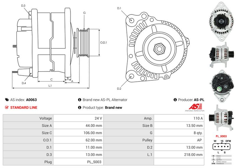 AS-PL A0063 Alternator