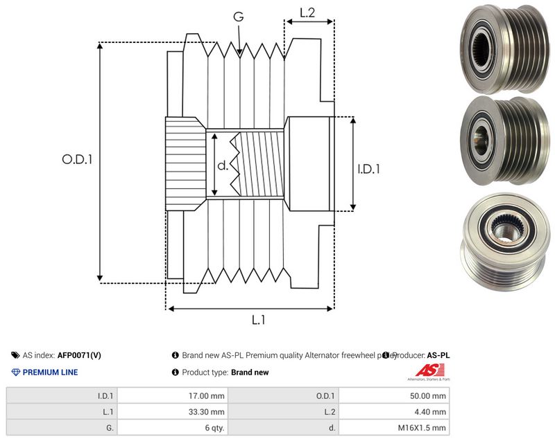 AS-PL AFP0071(V) Alternator Freewheel Clutch