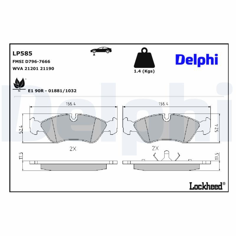 Piduriklotsi komplekt, ketaspidur, DELPHI LP585