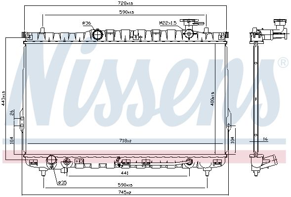 Радіатор, система охолодження двигуна, HYUNDAI SANTA FE (SM) (00-), Nissens 67030