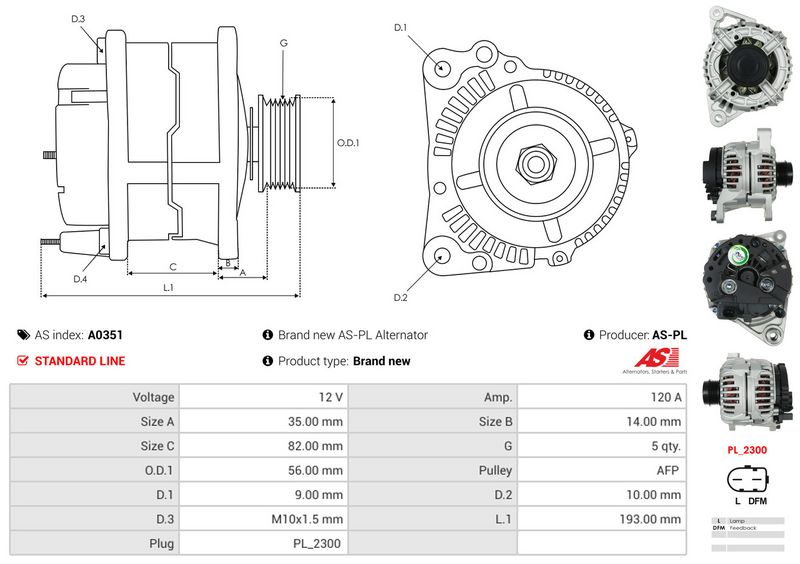 AS-PL A0351 Alternator