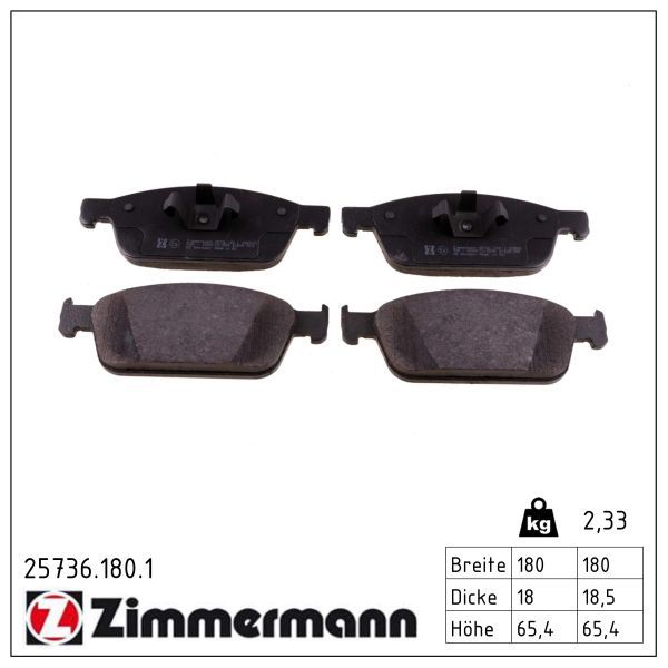 комплект спирачно феродо, дискови спирачки ZIMMERMANN