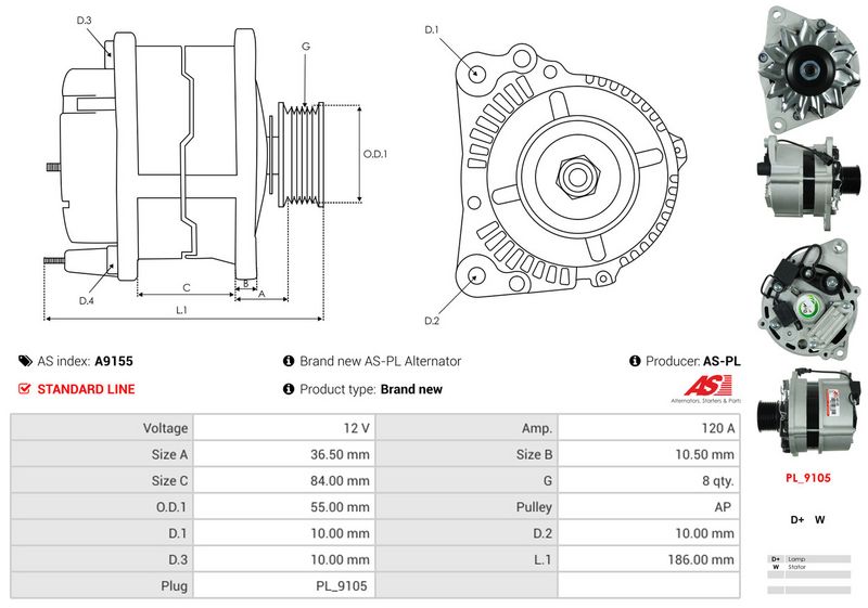 AS-PL A9155 Alternator