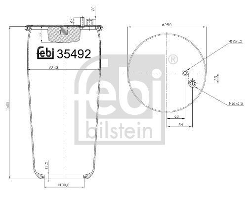 Балон пневматичної ресори, пневматична підвіска, Febi Bilstein 35492