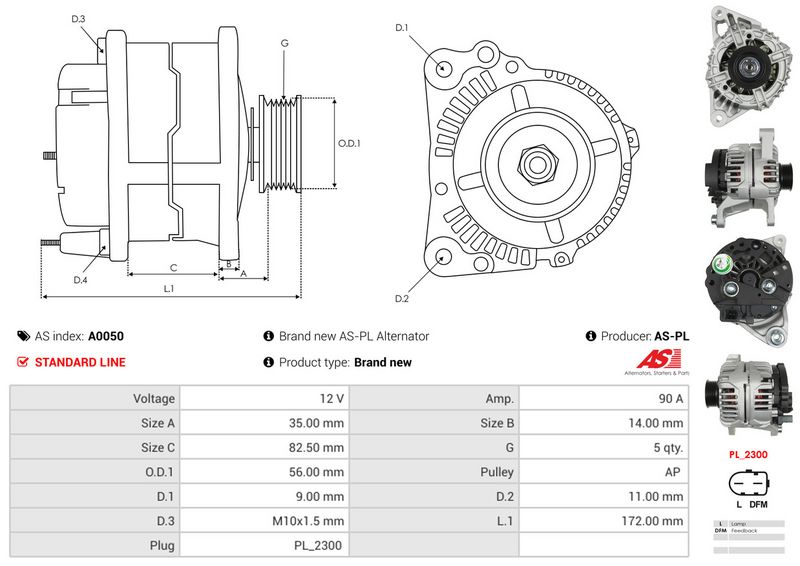 AS-PL A0050 Alternator