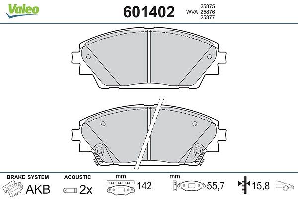 VALEO 601402 - Stabdžių kaladėlių komplektas