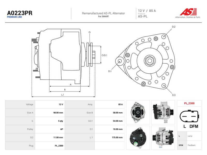 Generaator, AS-PL A0223PR