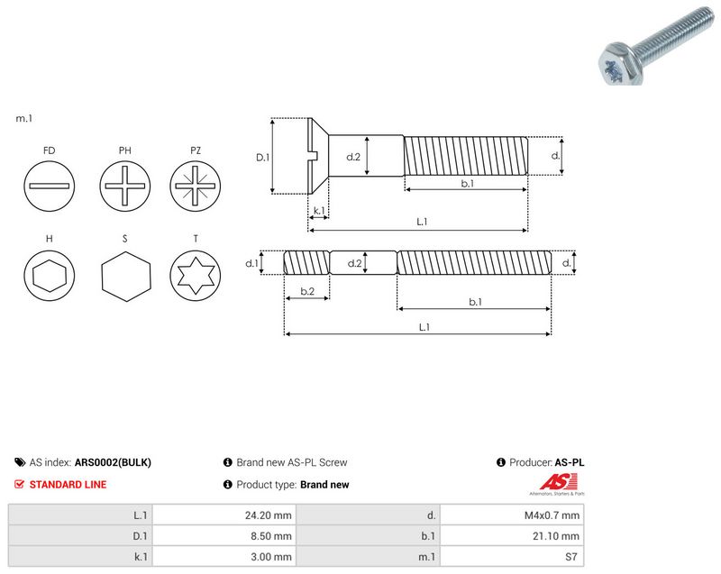 AS-PL ARS0002(BULK) Repair Set, alternator