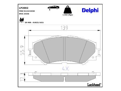 DELPHI LP2002 Diskinių stabdžių kaladėlių komplektas