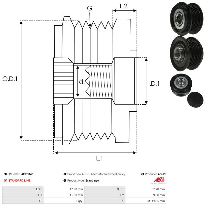 AS-PL AFP6046 Alternator Freewheel Clutch