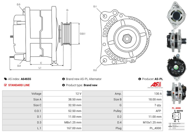 AS-PL A6465S Alternator