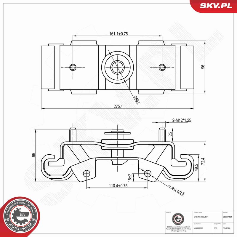 ESEN SKV 75SKV494 Mounting, engine