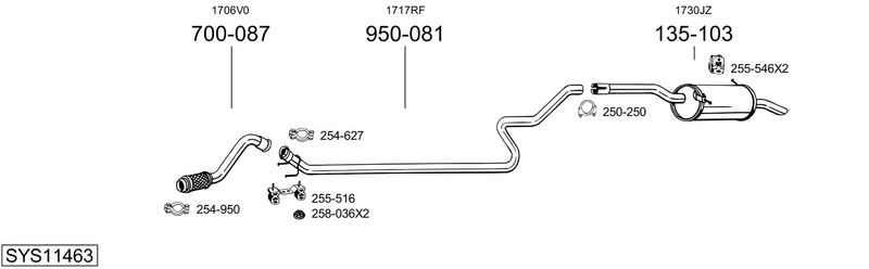 BOSAL kipufogórendszer SYS11463