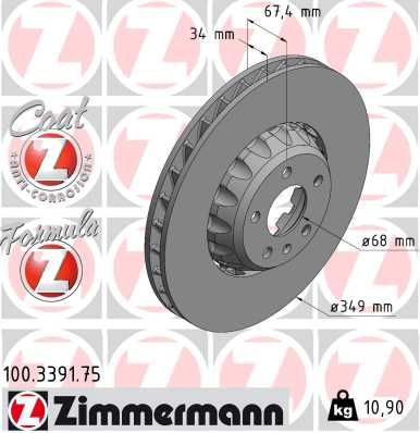 Гальмівний диск, Zimmermann 100.3391.75