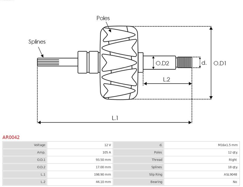 Бігунок, генератор, Auto Starter AR0042