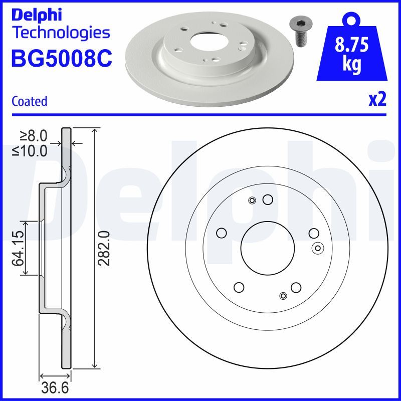 Гальмівний диск, Delphi BG5008C