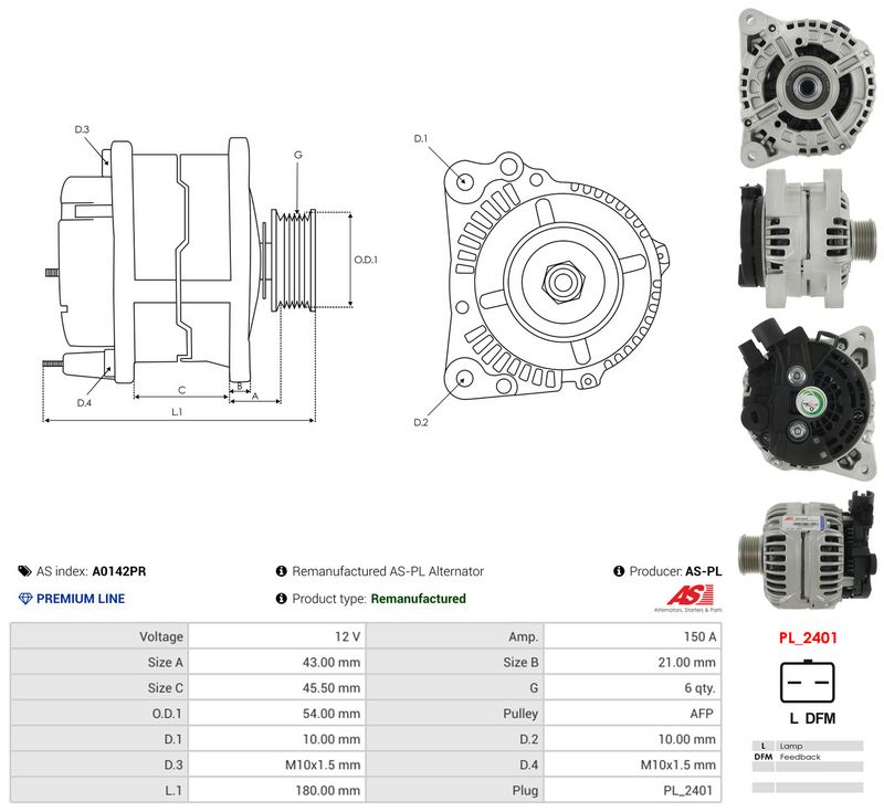 Generaator, AS-PL A0142PR