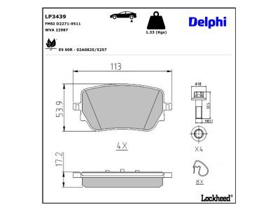 DELPHI LP3439 Brake Pad Set, disc brake