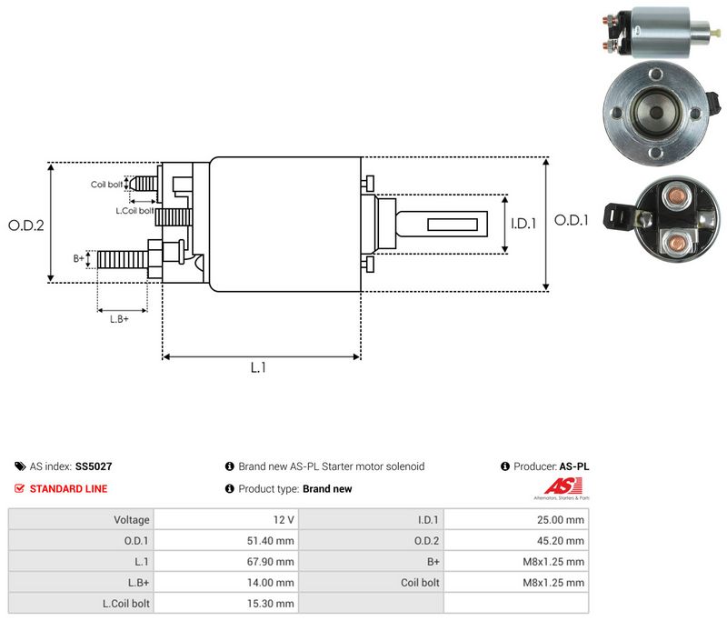 AS-PL SS5027 Solenoid Switch, starter