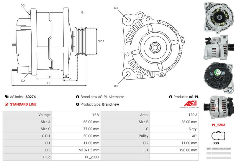 AS-PL A0274 Alternator