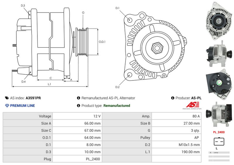 AS-PL A3591PR Alternator