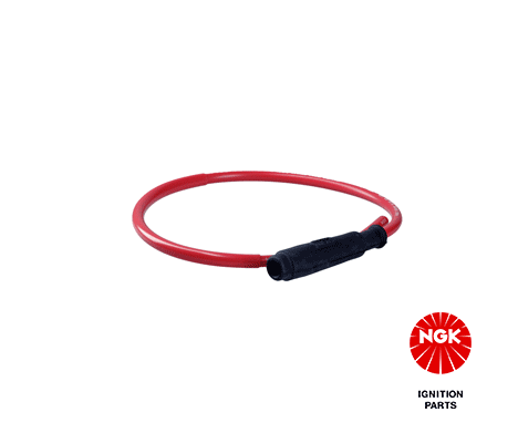 Bougie pijp, hoek: 180°, Lang, bougie draad: 10/12mm, aansluiting: draad, materiaal behuizing: Eboniet, kleur bougiedop: zwart, draad kleur: rood, spoel draad lengte: 50cm past: HONDA CB 1000F (Interc