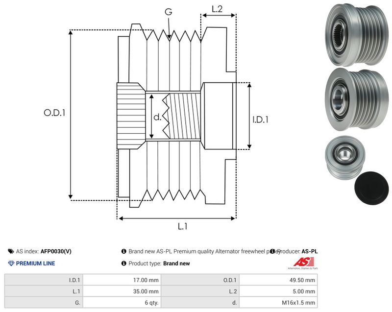 AS-PL AFP0030(V) Alternator Freewheel Clutch