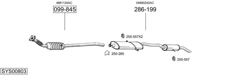 BOSAL kipufogórendszer SYS00803