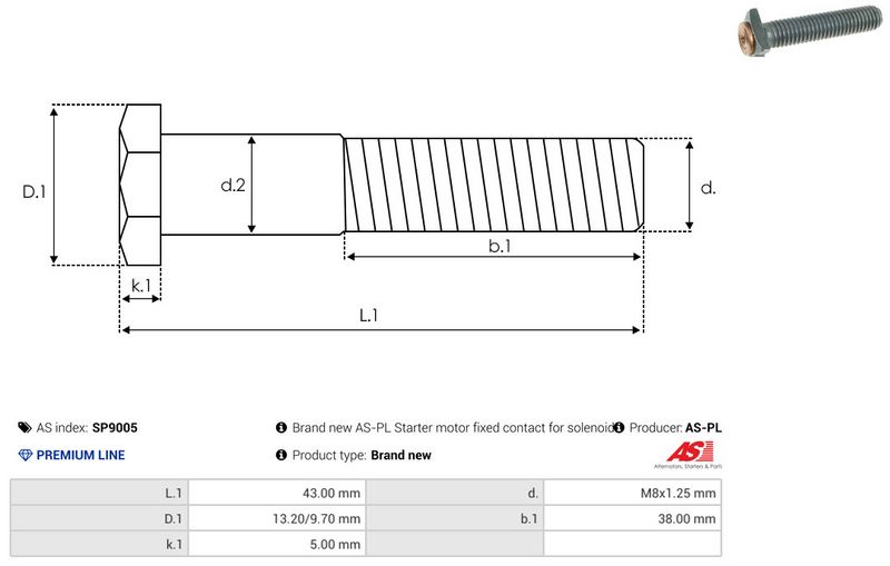 Remondikomplekt, Starter, AS-PL SP9005