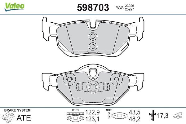 комплект спирачно феродо, дискови спирачки VALEO