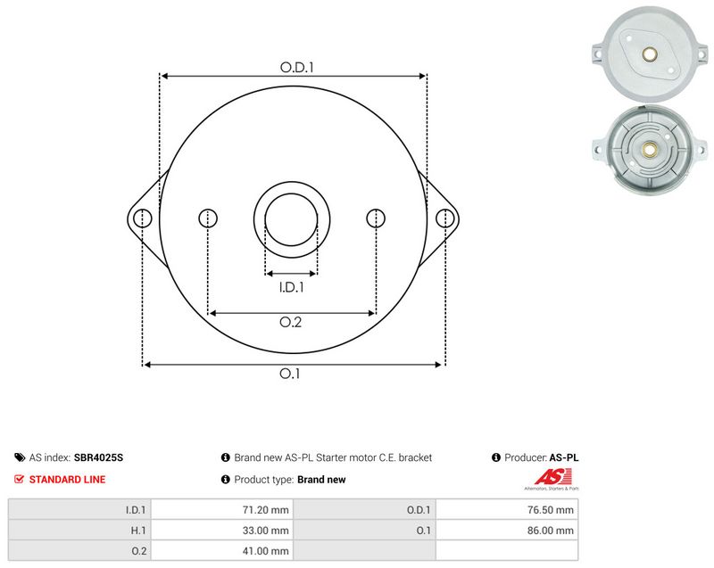 AS-PL SBR4025S Starter Lid, carburettor