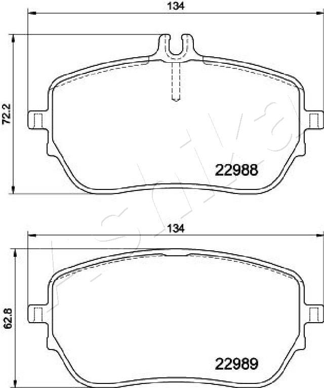 Комплект гальмівних накладок, дискове гальмо, Ashika 50-00-0549