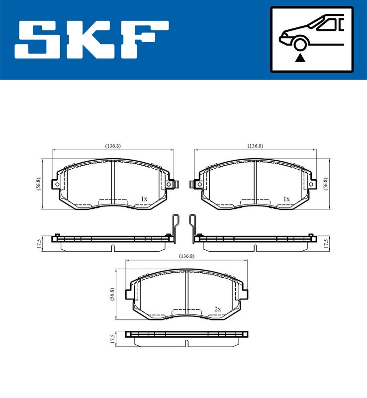 Комплект гальмівних накладок, дискове гальмо, Skf VKBP80545A