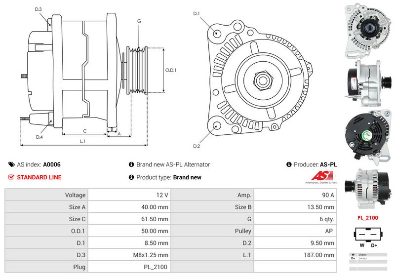 AS-PL A0006 Alternator