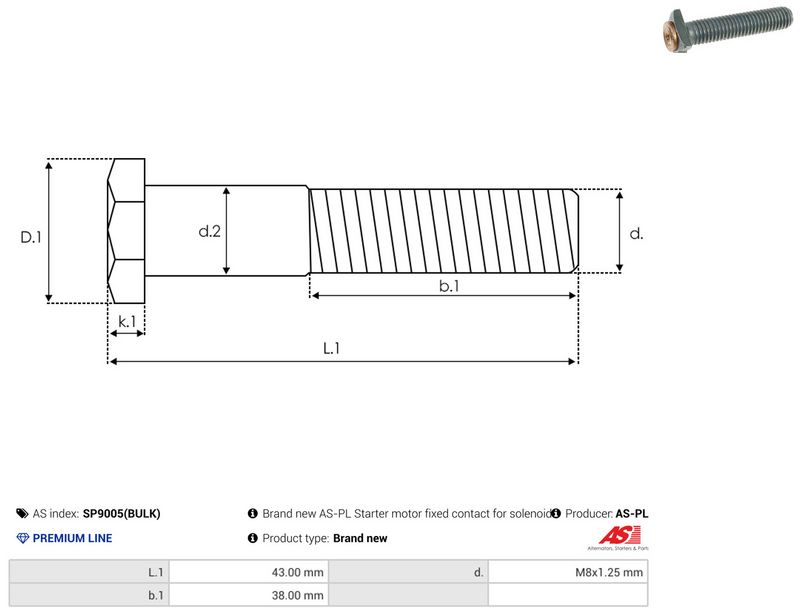Remondikomplekt, Starter, AS-PL SP9005(BULK)