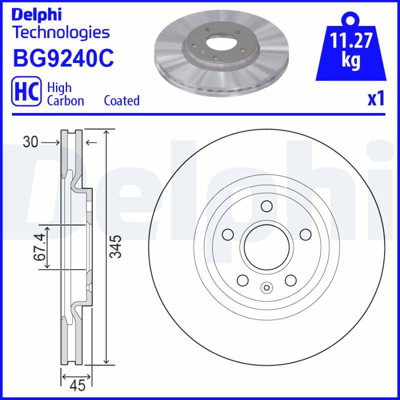 Гальмівний диск, Delphi BG9240C