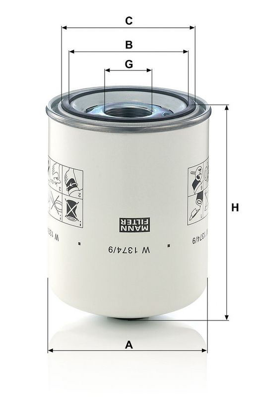 MANN-FILTER W1374/9 Filter, operating hydraulics