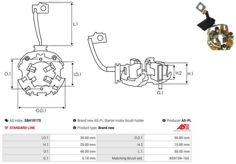 AS-PL SBH1017S Holder, carbon brushes