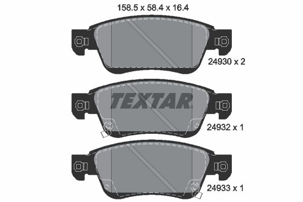 Комплект гальмівних накладок, дискове гальмо, Textar 2493001