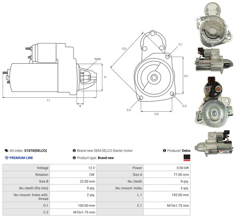 AS-PL S1070(DELCO) Starteris