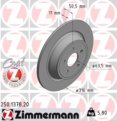 Гальмівний диск, Zimmermann 250.1378.20