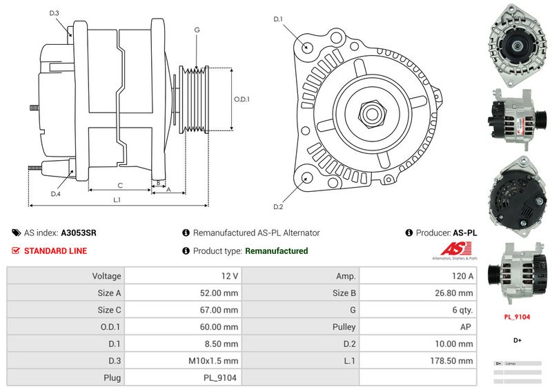 AS-PL A3053SR Alternator