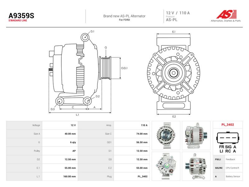 This part match OEM code: 6L3Z-10346-BA