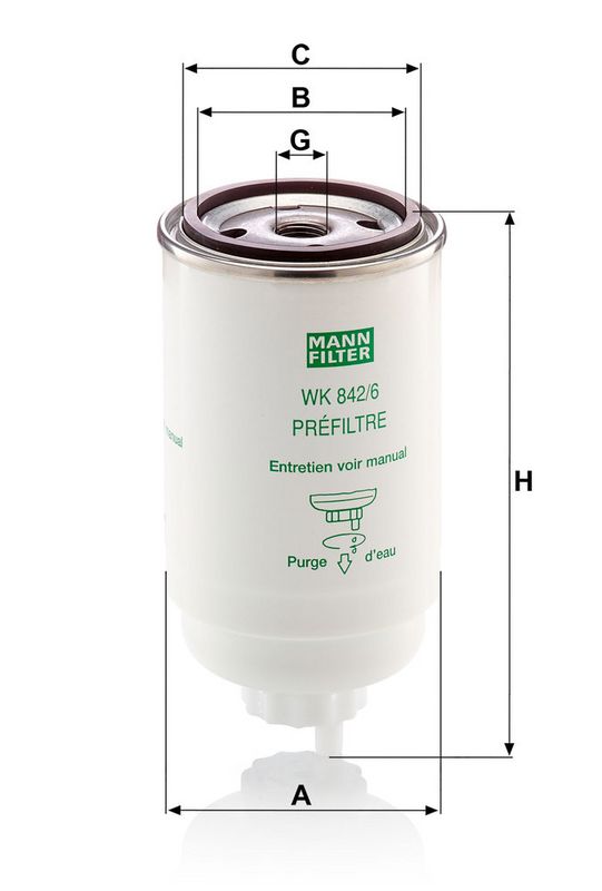 Kütusefilter, MANN-FILTER WK 842, 6